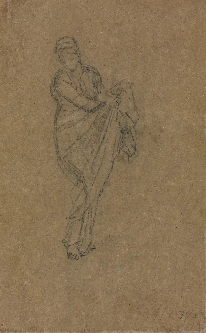 Standing Woman Holding Up Her Dress av James Abbott McNeill Whistler