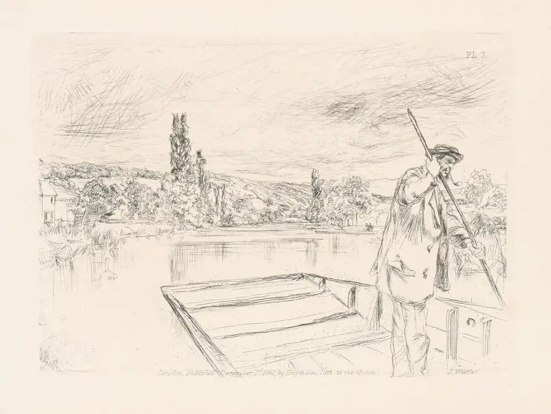 The angler or The punt av James Abbott McNeill Whistler