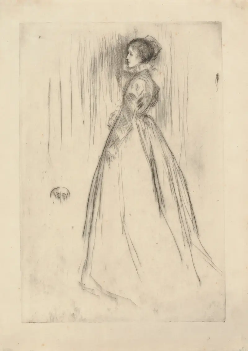 The Velvet Dress (Mrs. Leyland) av James Abbott McNeill Whistler