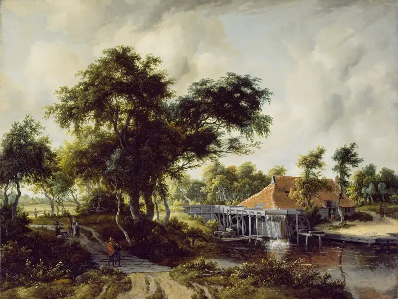 Eine Wassermühle, 1663 von Meindert Hobbema