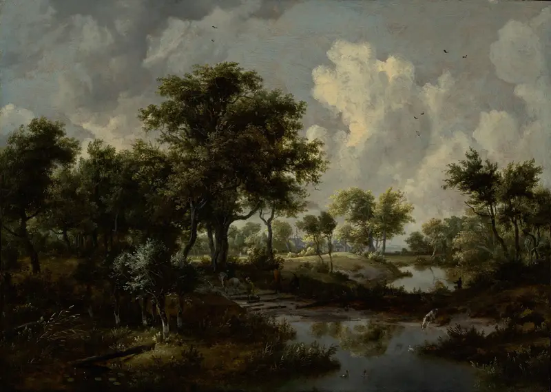 A Wooded Landscape, 1667 av Meindert Hobbema