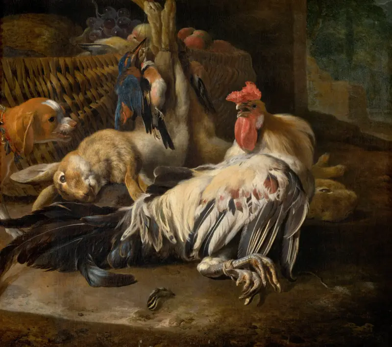 Still Life with Cock av Melchior d'Hondecoeter