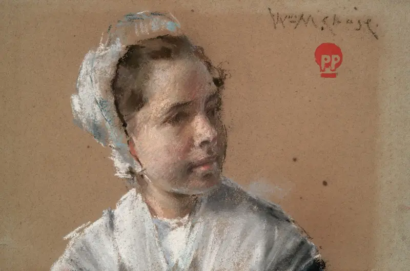 Ung flicks huvud av William Merritt Chase