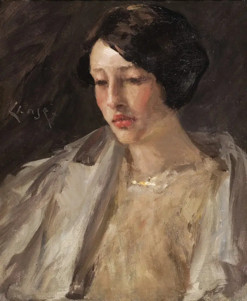 Porträtt av Esther M. Groome av William Merritt Chase