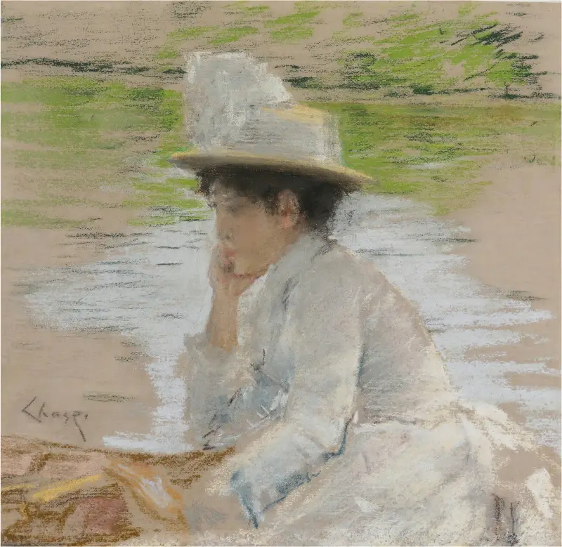 Ohne Titel (Porträt von Mrs. Chase) von William Merritt Chase