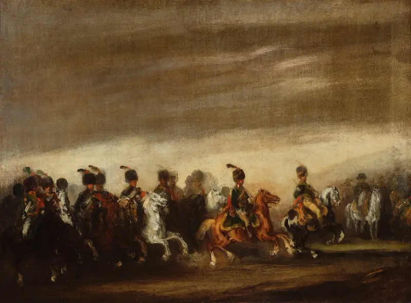 Military Parade in front of Napoleon av Piotr Michałowski