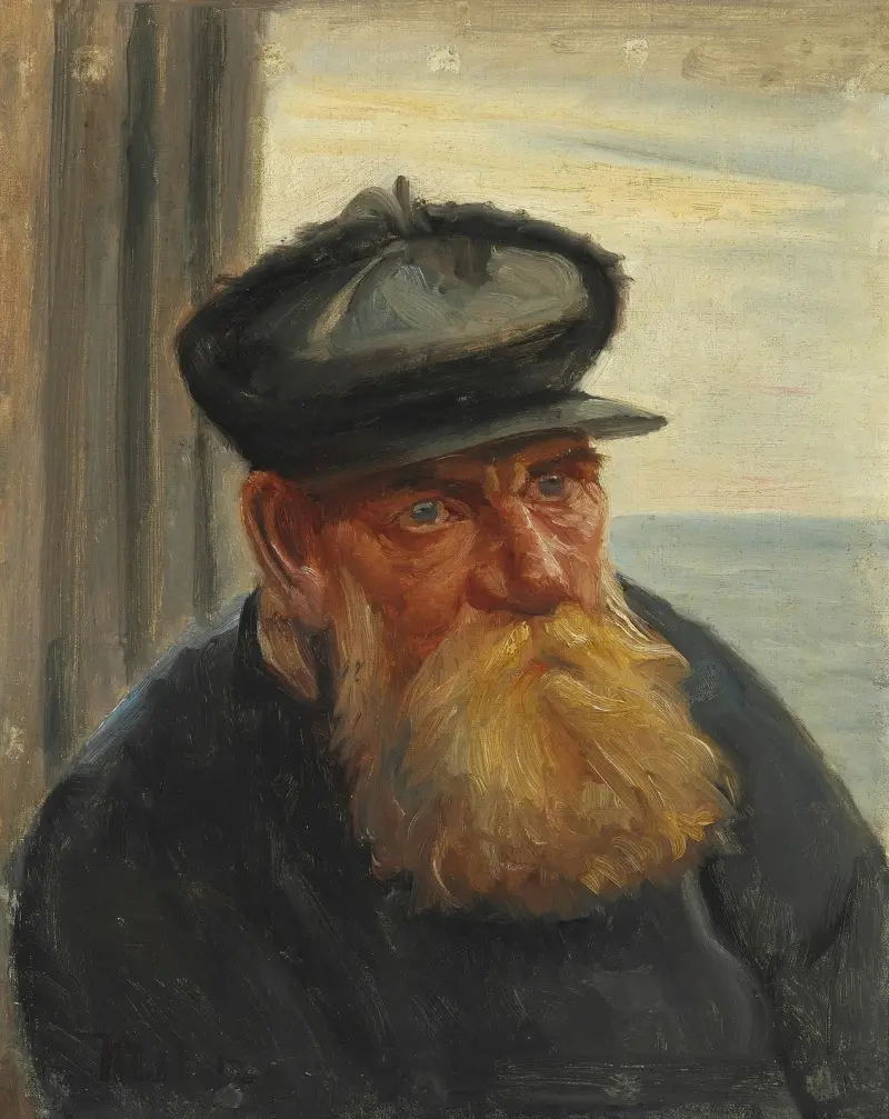 En skagensfisker med havet i baggrunden av Michael Ancher