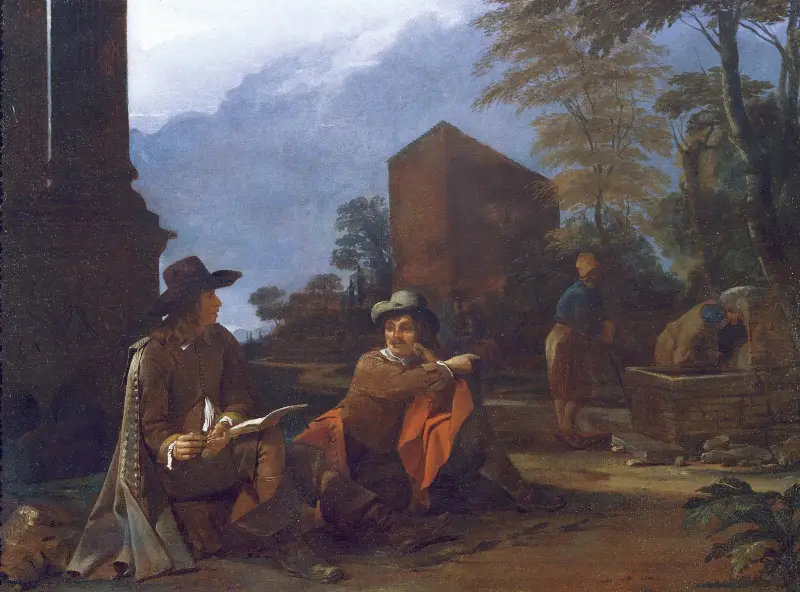 Artists Resting By A Fountain av Michael Sweerts