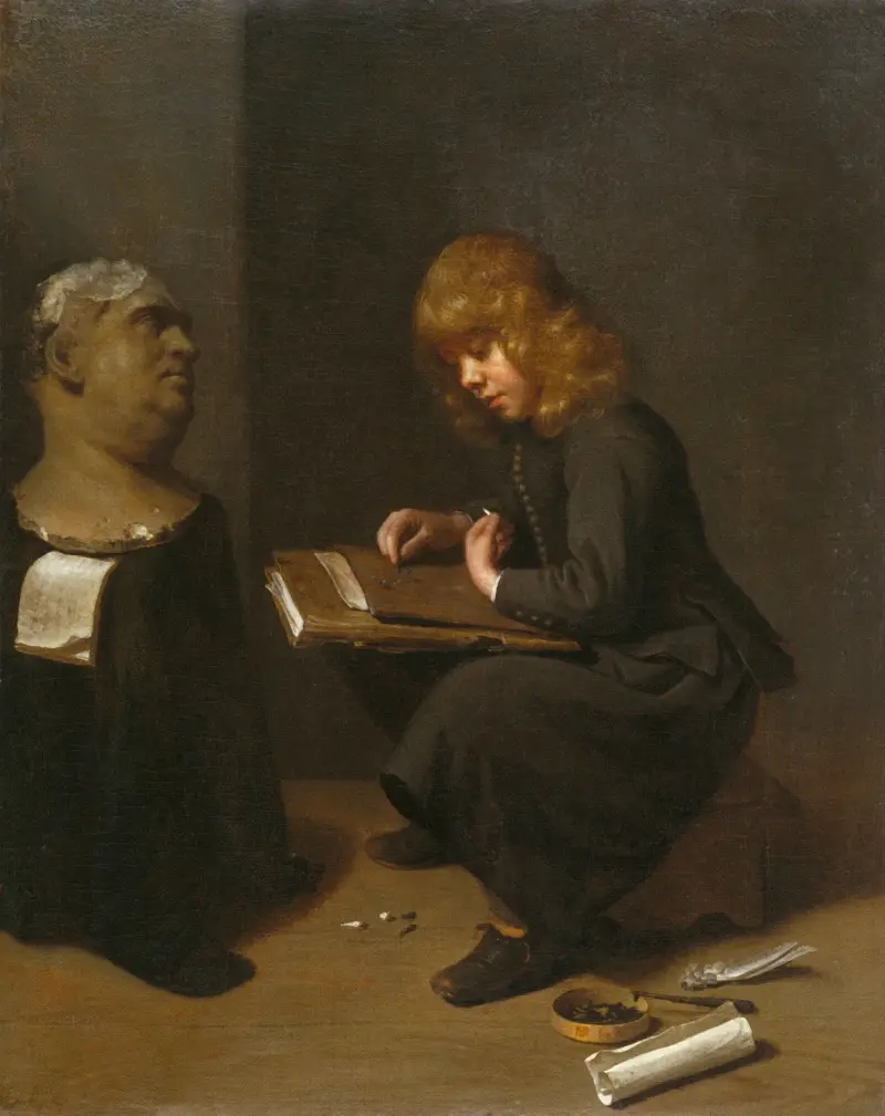 Boy Drawing before the Bust of a Roman Emperor av Michael Sweerts