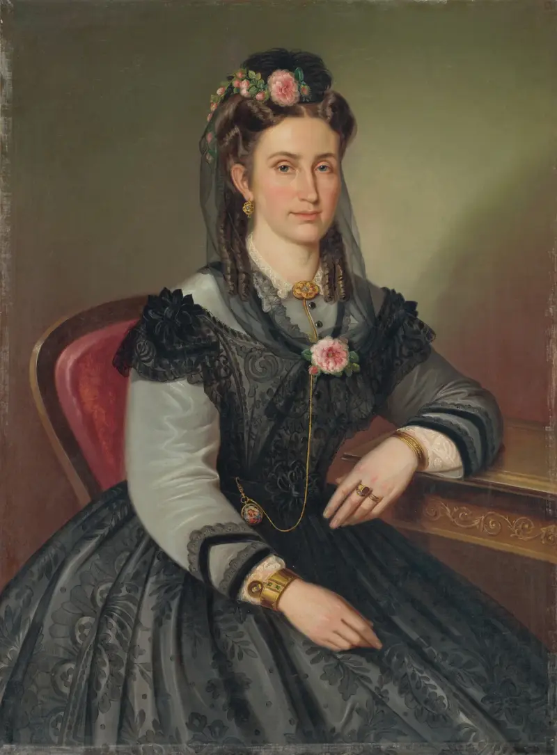 Porträt einer sitzenden Dame (Mrs. Ilona Kubínyiová-Zmeškalová) von Peter Michal Bohúň