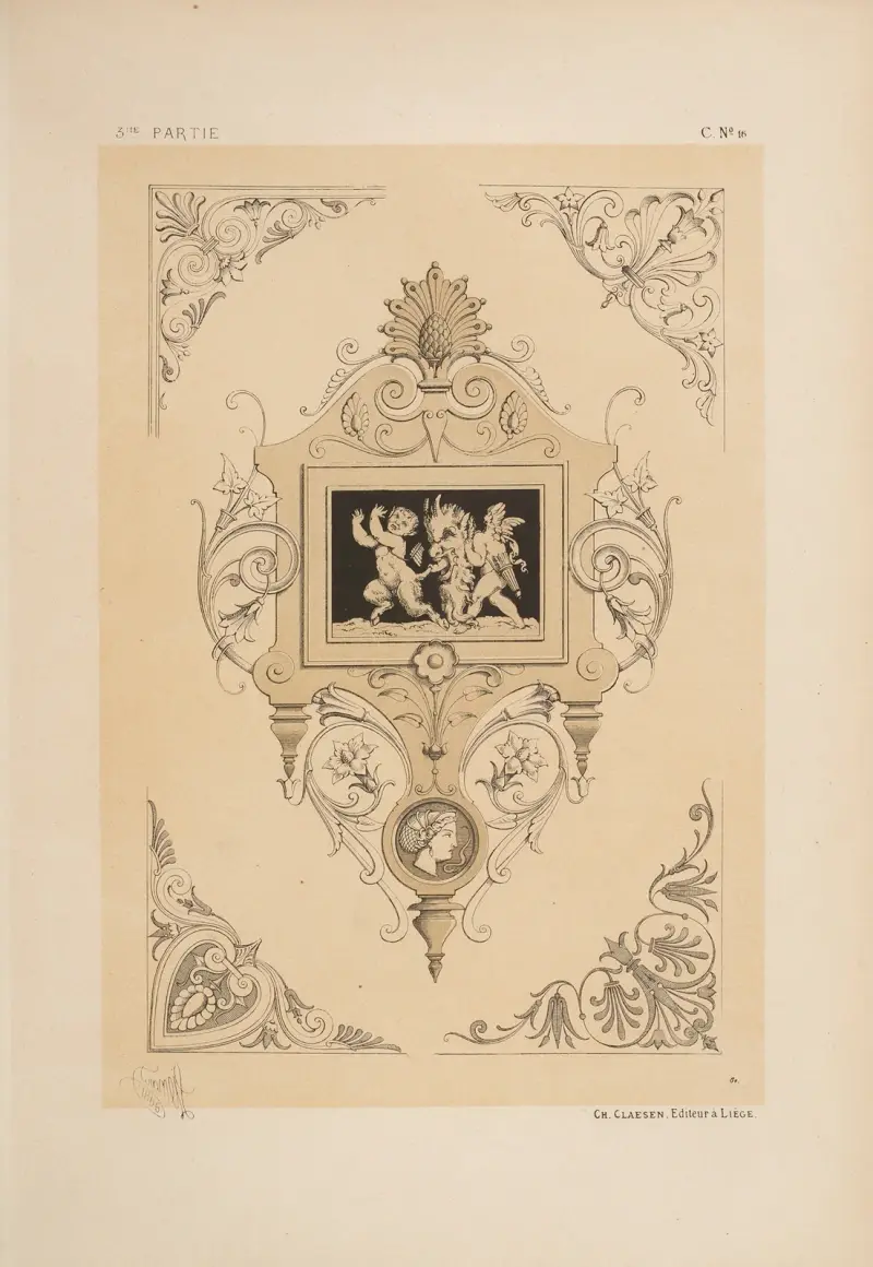 Cartouche et coins; genre néo-grec av Michel Liénard