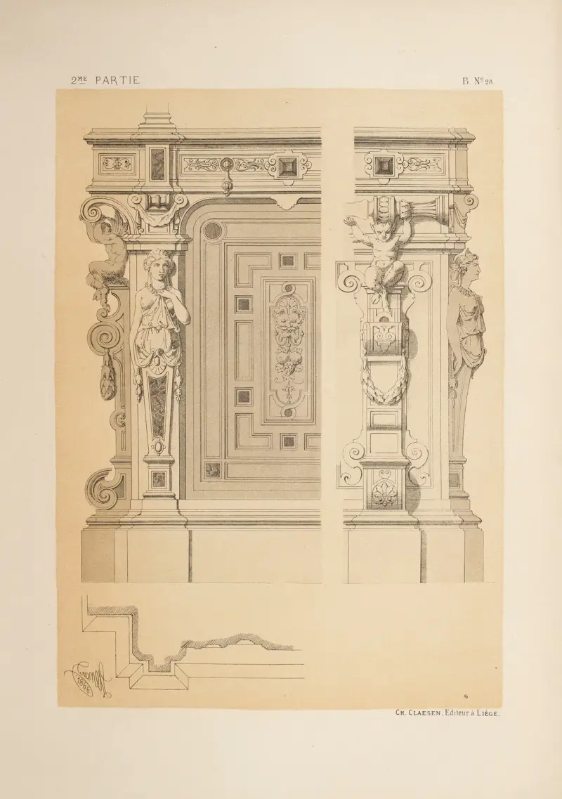 Partie inférieure d’un meublé; genre Henri II av Michel Liénard