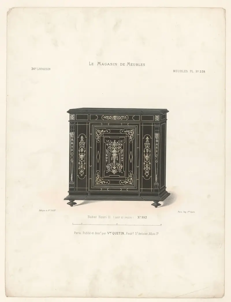 Bahut Henri II (noir et ivoire) av Victor Léon Michel Quétin