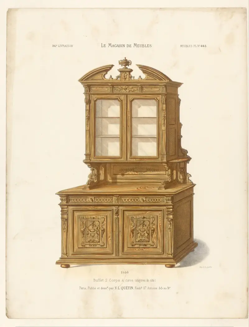 Buffet 2 Corps à cave (étagères de côté), Victor Léon Michel Quétin