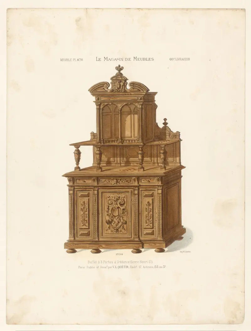 Buffet med tre dörrar och skänk (Henri II-stil) av Victor Léon Michel Quétin