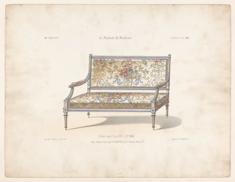 Lackerad canapé, Louis XVI av Victor Léon Michel Quétin