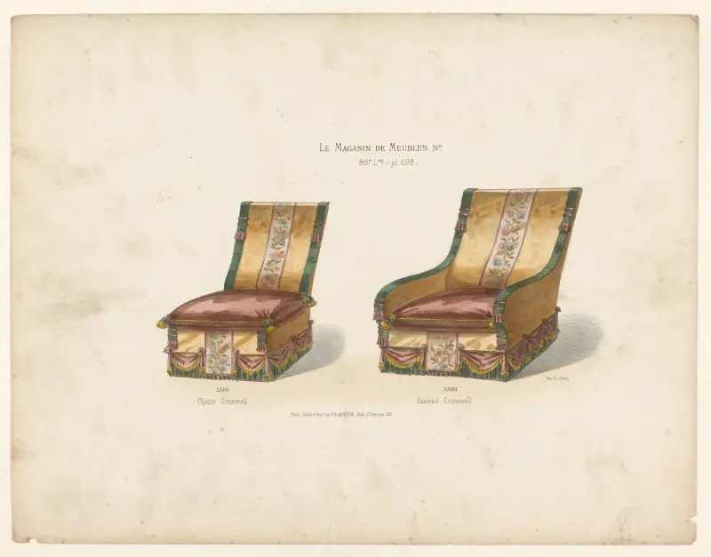 Chaise Cromwell ; Fauteuil Cromwell av Victor Léon Michel Quétin