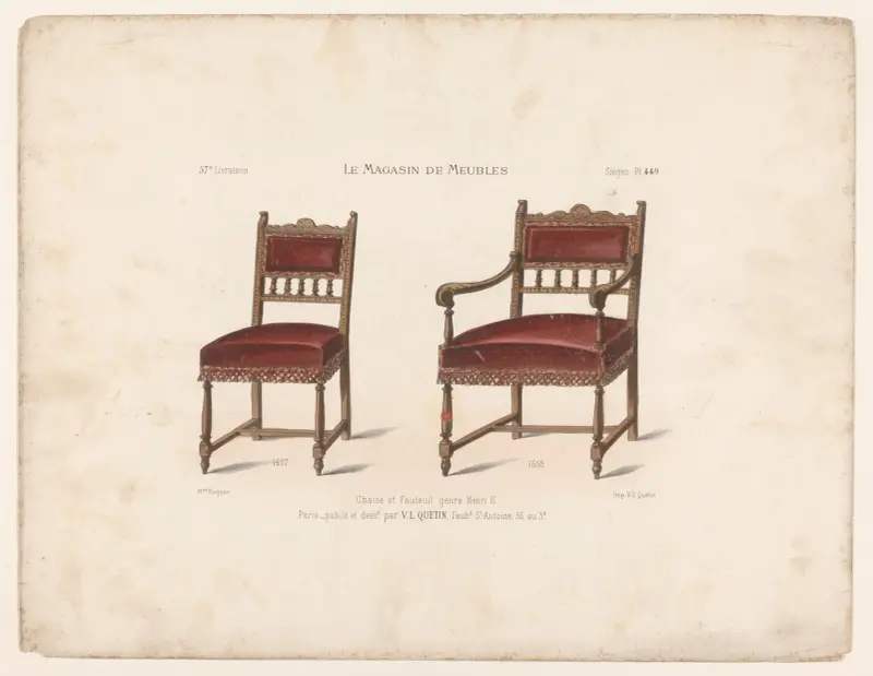 Chaise et Fauteuil genre Henri II av Victor Léon Michel Quétin