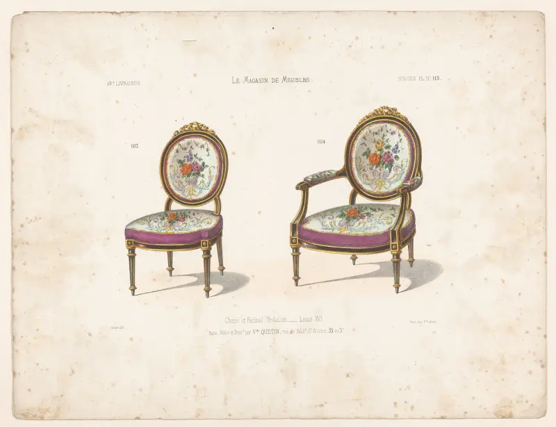 Stol och fåtölj Médaillon. Louis XVI av Victor Léon Michel Quétin