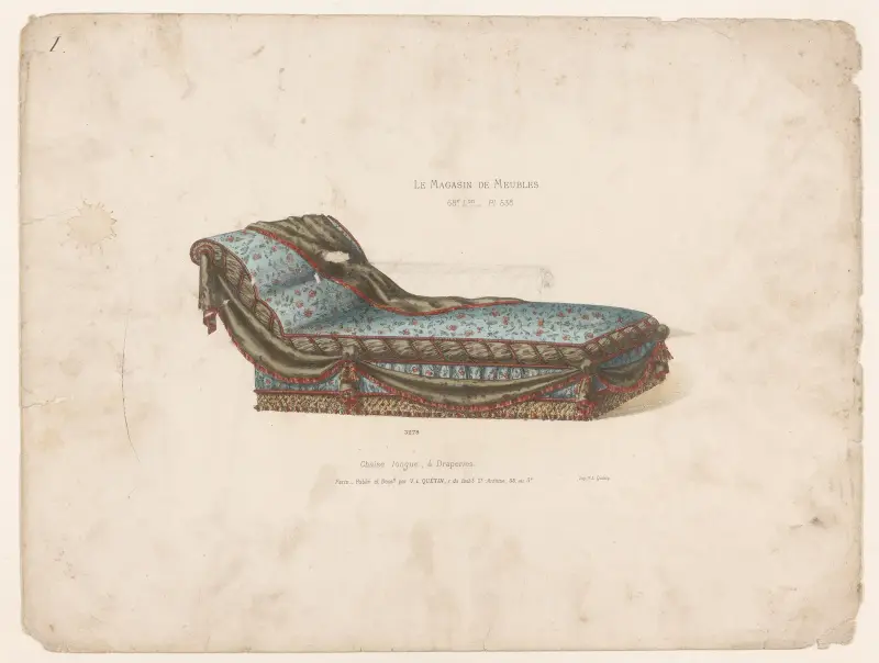 Chaise longue med draperingar av Victor Léon Michel Quétin
