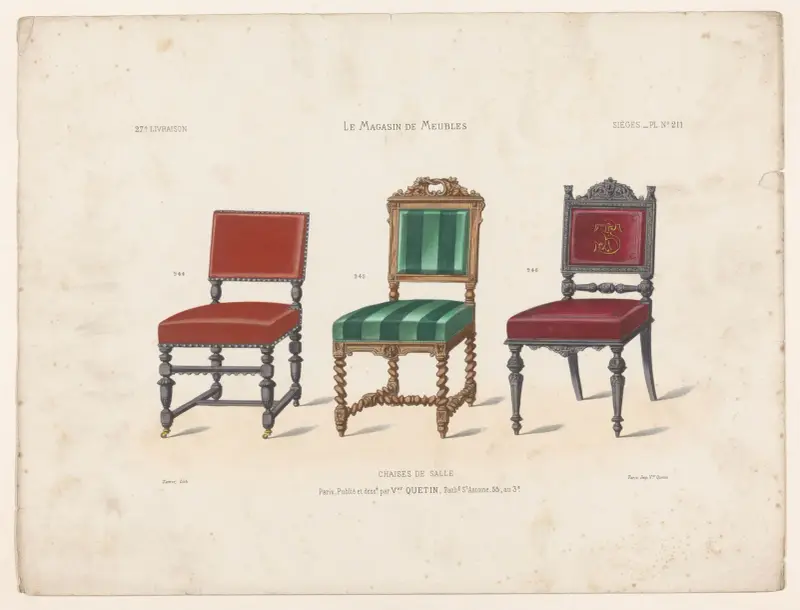 Stühle im Saal von Victor Léon Michel Quétin