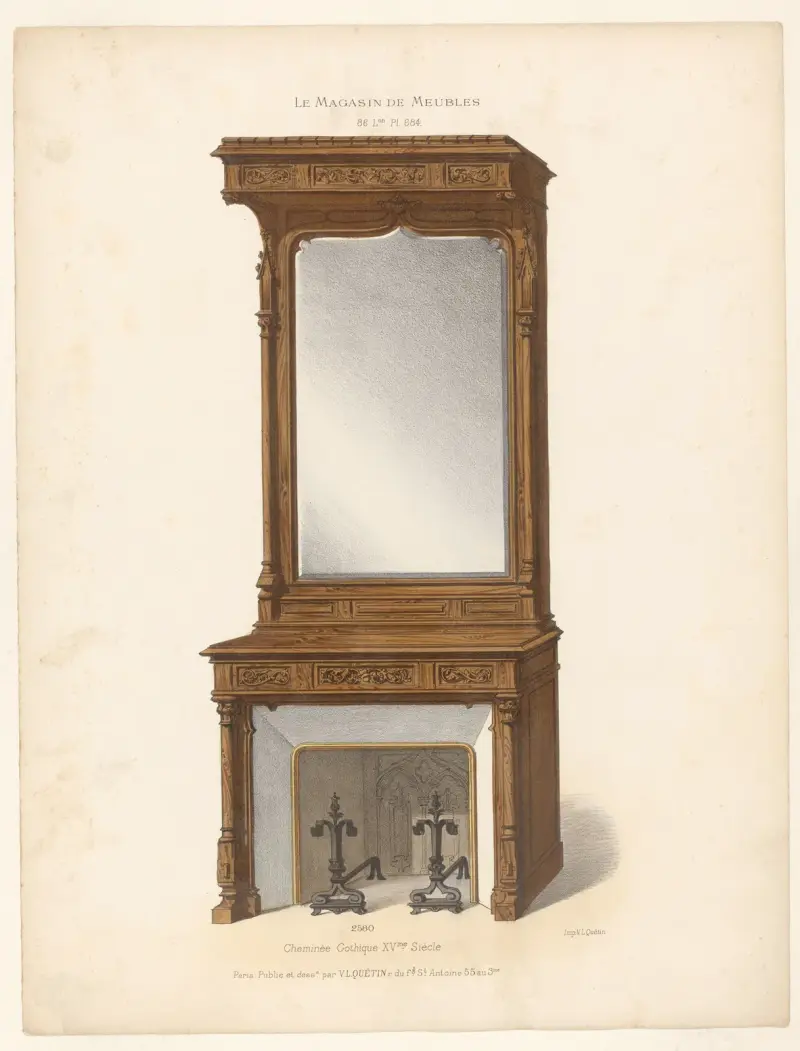 Cheminée Gothique XVme Siècle av Victor Léon Michel Quétin