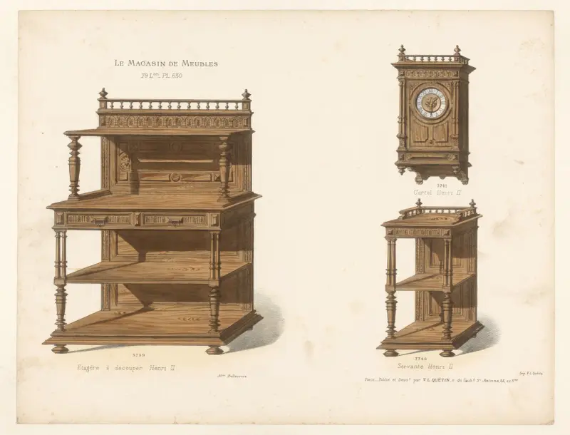 Etagère à découper Henri II ; Servante Henri II av Victor Léon Michel Quétin