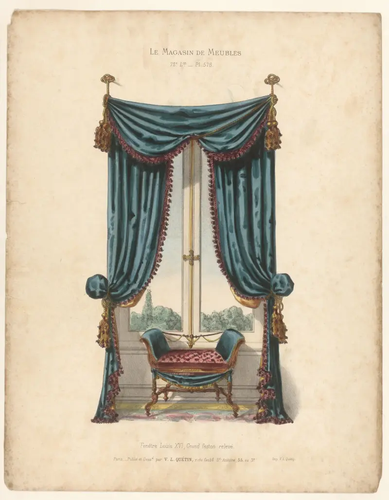 Fenêtre Louis XVI, Grand feston relevé av Victor Léon Michel Quétin