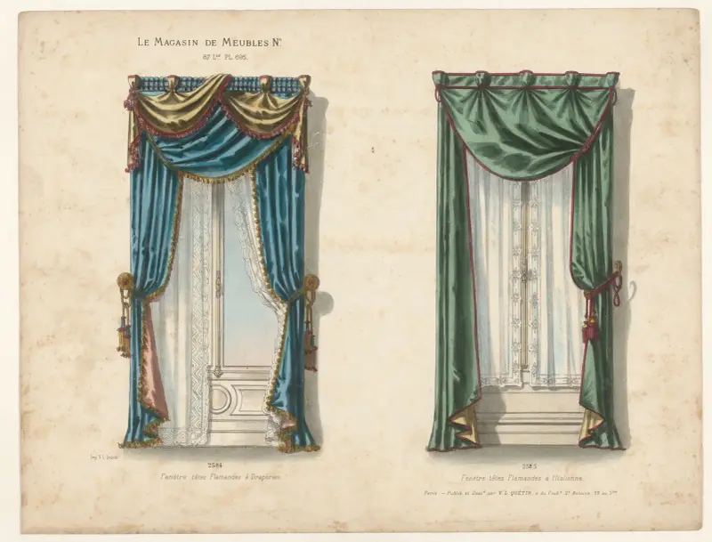 Fenètre têtes Flamandes à Draperies ; Fenètre têtes Flamandes à l’Italienne av Victor Léon Michel Quétin