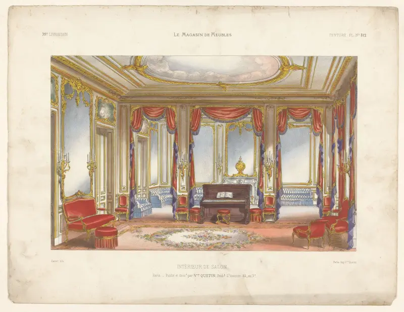 Salongsinteriör av Victor Léon Michel Quétin