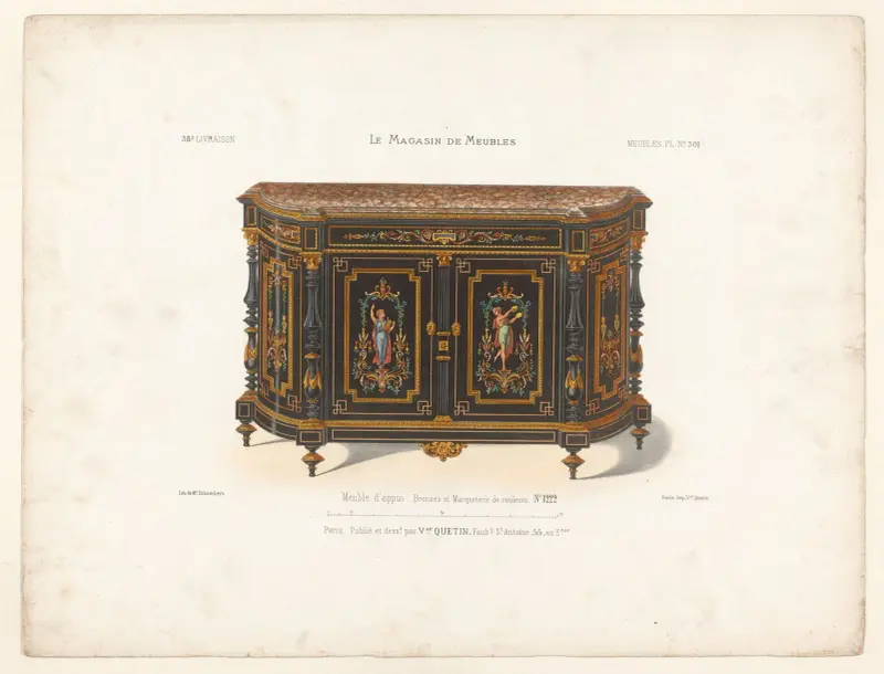 Meuble d’appui. Bronzes et Marqueterie de couleurs av Victor Léon Michel Quétin