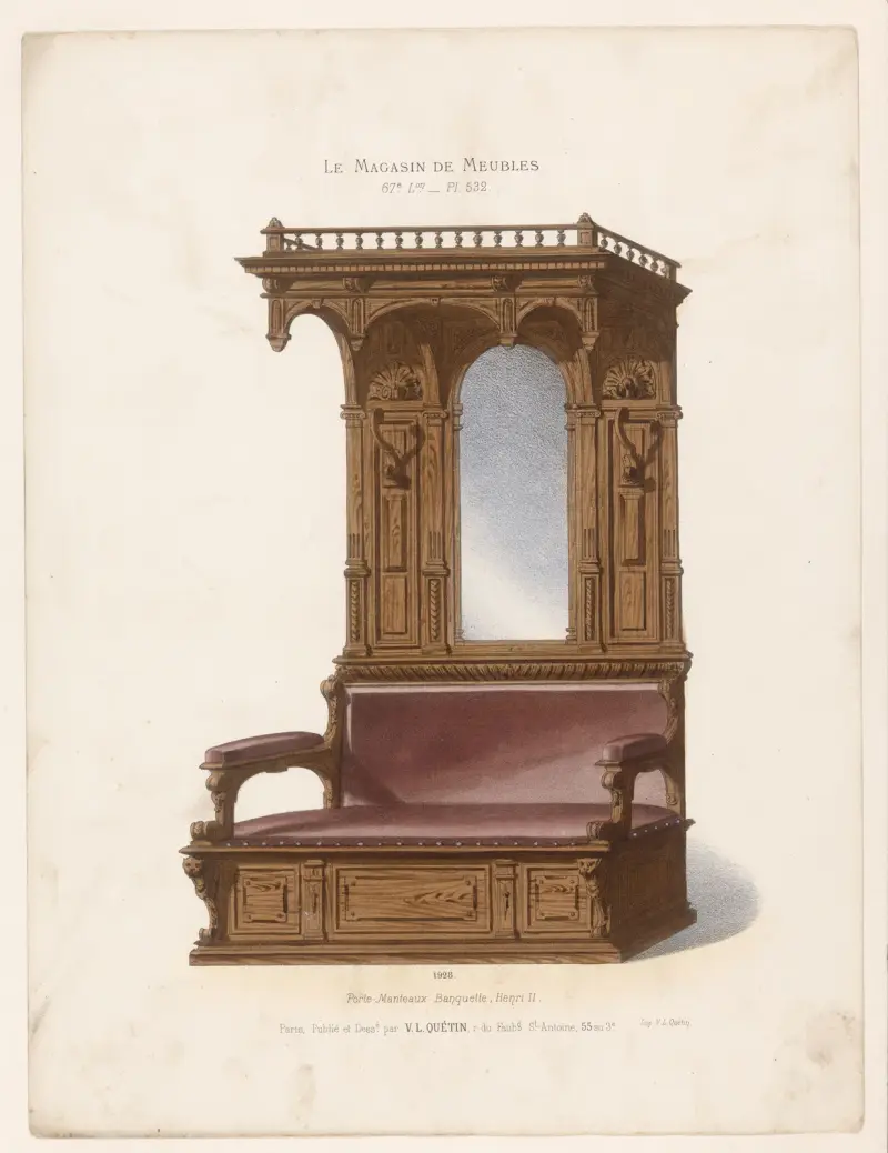 Porte-Manteaux Banquette, Henri II av Victor Léon Michel Quétin