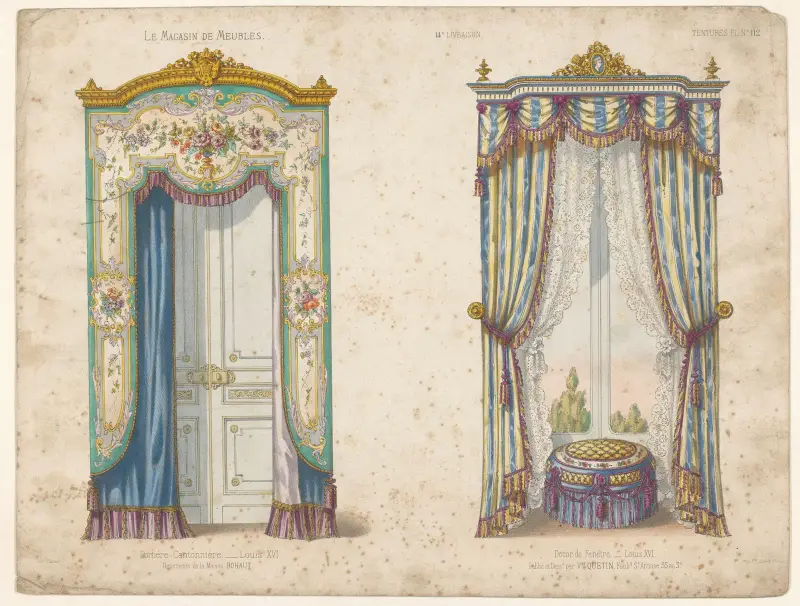 Portière Cantonnière. Ludvig XVI ; Fönsterdekor. Ludvig XVI av Victor Léon Michel Quétin
