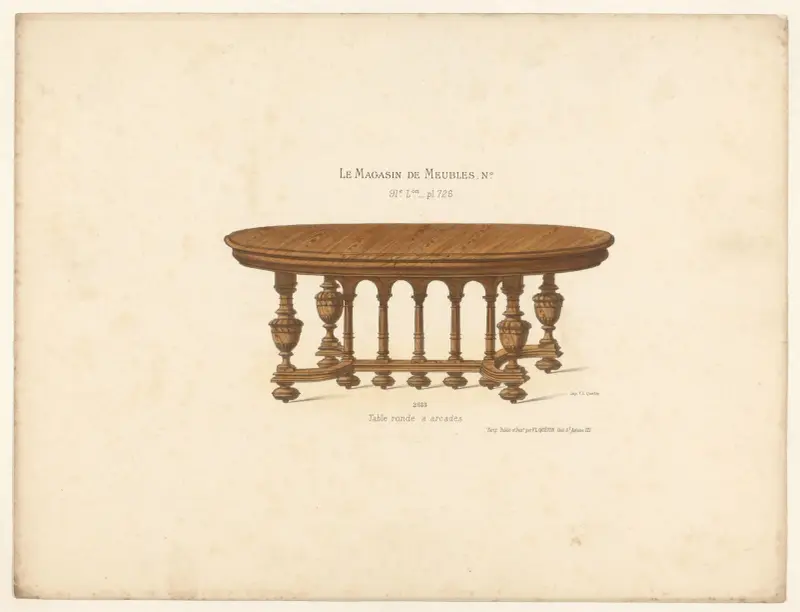 Table ronde à arcades av Victor Léon Michel Quétin