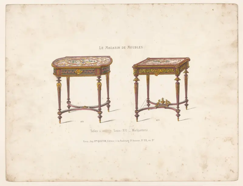 Bord med marketeri i Louis XVI-stil av Victor Léon Michel Quétin