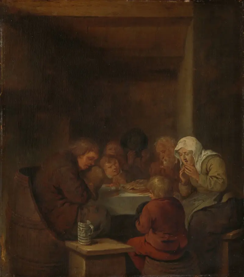 Modlitba před jídlem, 1653, Jan Miense Molenaer