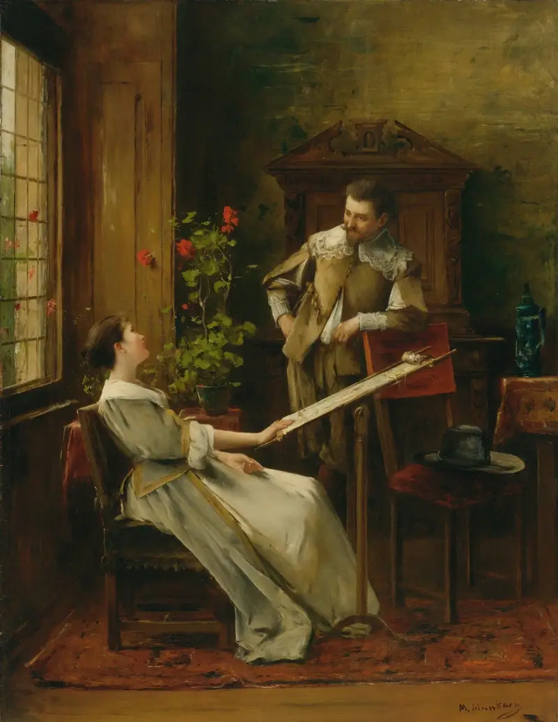 Flirt (La Broderie), Mihály Munkácsy