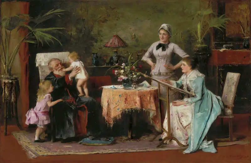 Grandfather’s Name Day (Nagyapó névnapja) av Mihály Munkácsy