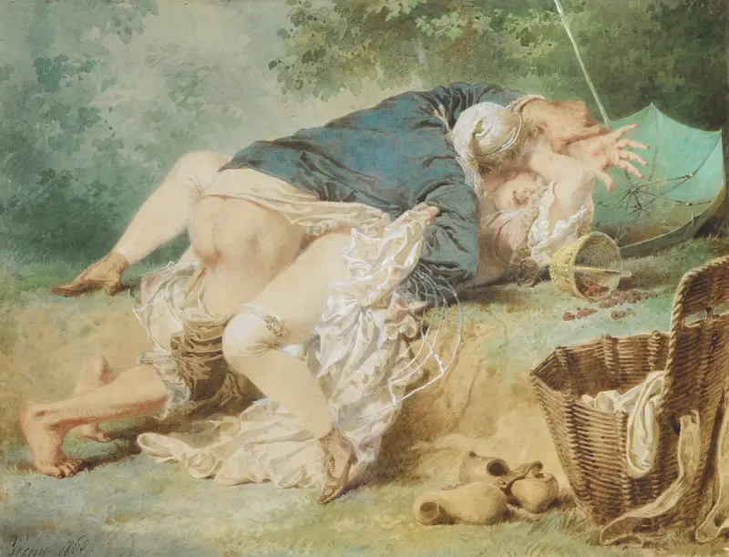 Lovers In A Park av Mihály Zichy