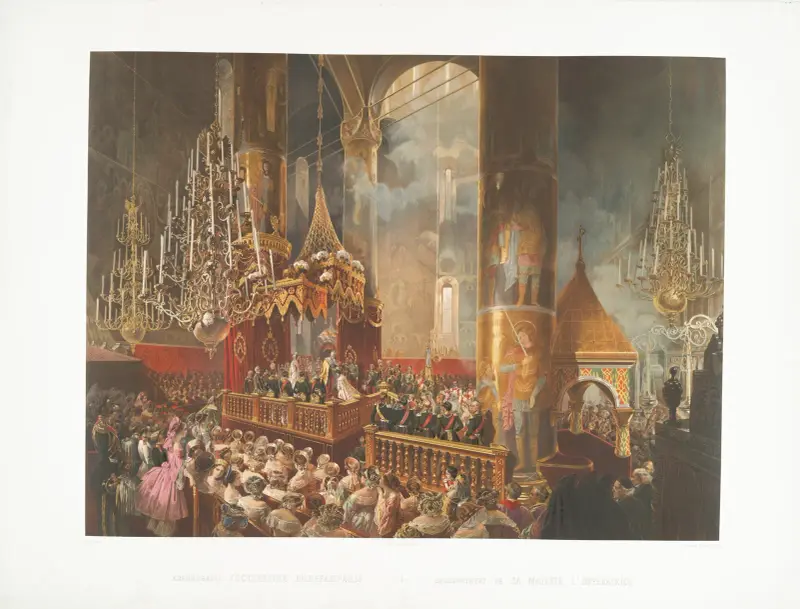 The crowning of Tsarina Maria Alexandrovna of Russia av Mihály Zichy