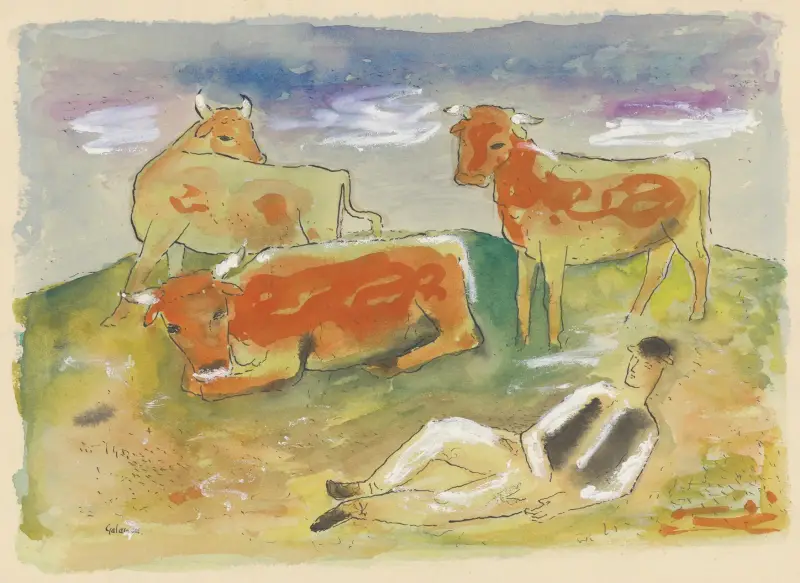 Herder with Cows von Mikuláš Galanda