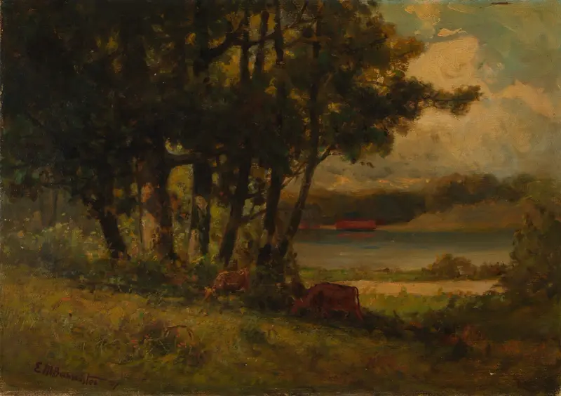 Bez názvu (krajina s pasoucími se kravami u řeky) – Nr. 5, Edward Mitchell Bannister