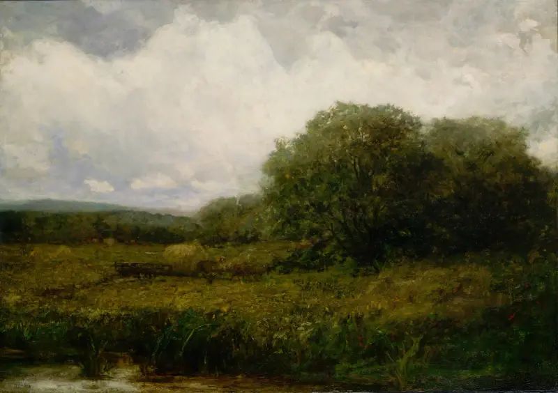 Bez názvu (krajina s voly a vozem sena přejíždějícím most) – Nr. 6, Edward Mitchell Bannister
