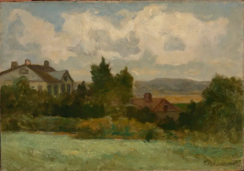 Ohne Titel (Häuser und Bäume) von Edward Mitchell Bannister