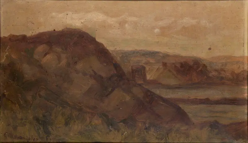 Utan titel (landskap med klippor) av Edward Mitchell Bannister