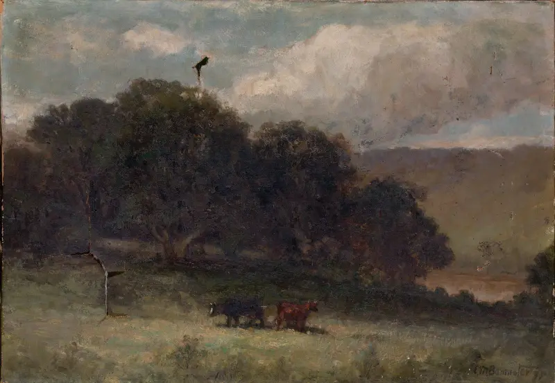 Bez názvu (krajina se stromy a dvěma krávami na louce), 1895, Edward Mitchell Bannister
