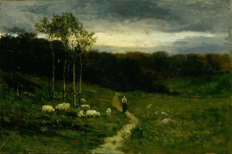 Frau auf einem Pfad gehend von Edward Mitchell Bannister