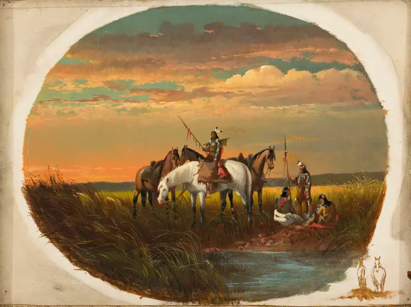 A Halt on the Prairie for a Smoke av John Mix Stanley