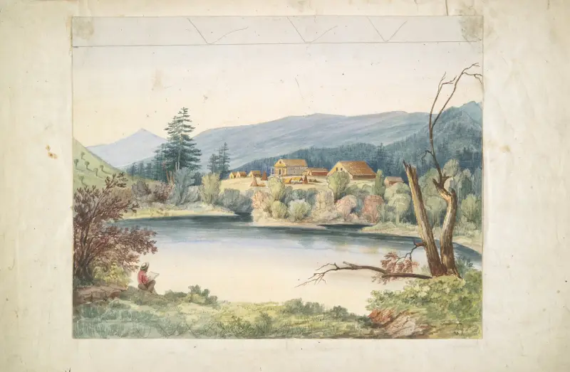 Coeur d’Alene Mission, St. Ignatius River av John Mix Stanley