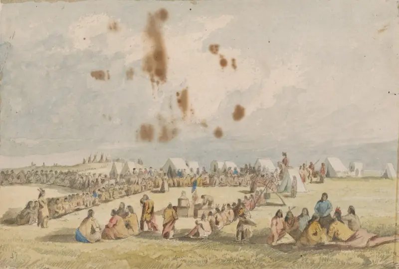 Distribution of Goods to the Assiniboins av John Mix Stanley